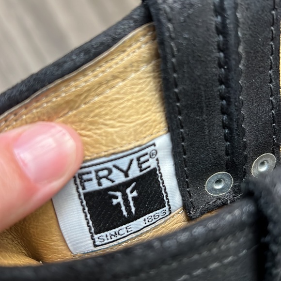 FRYE CARMEN HARNESS BLACK LEATHER BOOTS 7.5 - Picture 8 of 16